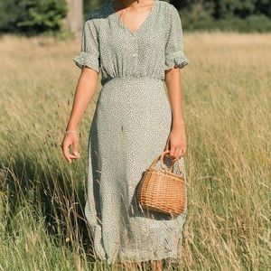 Olive Clothing Basil Print Dress Green